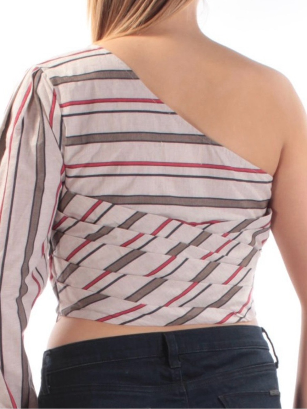 J.O.A. One Shoulder Striped Crop Top XS - Picture 11 of 11